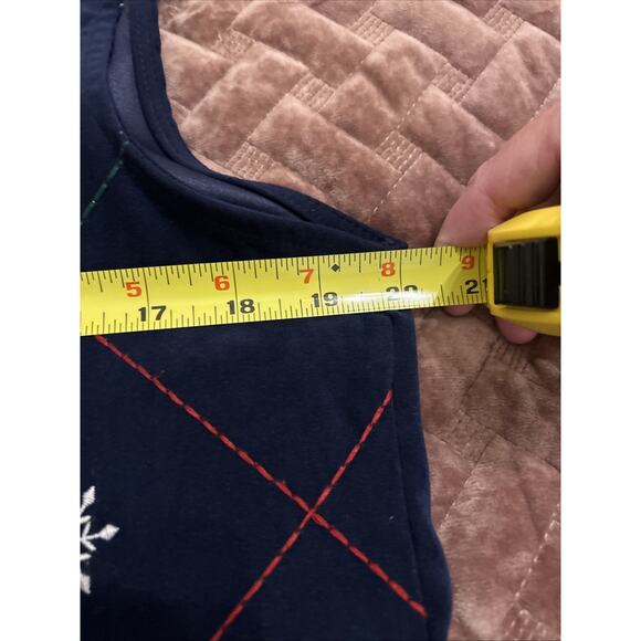 Vtg Maxi Dress Large Embroidered Navy Tartan Plaid Holiday Winter Cottagecore - Picture 8 of 11